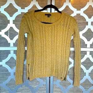 American Eagle Outfitters Golden Yellow Cable Knit Crew Neck Sweater